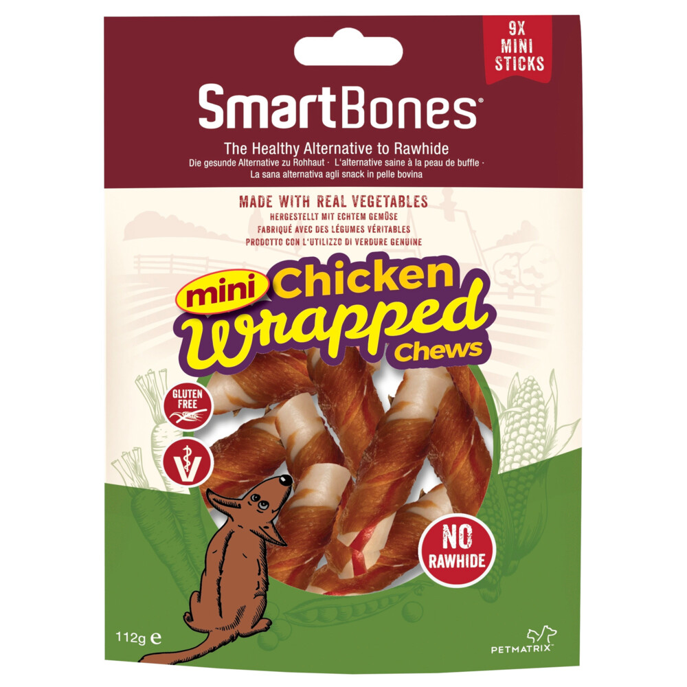 8x Smartbones Kip Wrapped Mini Sticks 9 stuks