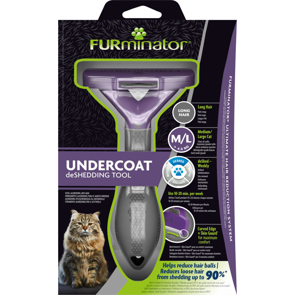 Furminator Cat Undercoat Tool Long Hair Kattenvachtkam Paars Medium-Large