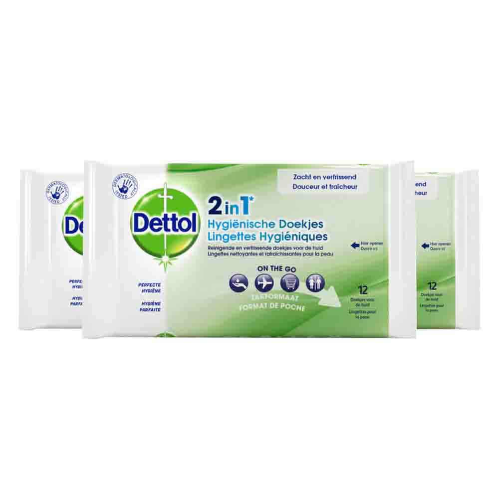 3x Dettol Hygienische Doekjes 2in1 12 stuks