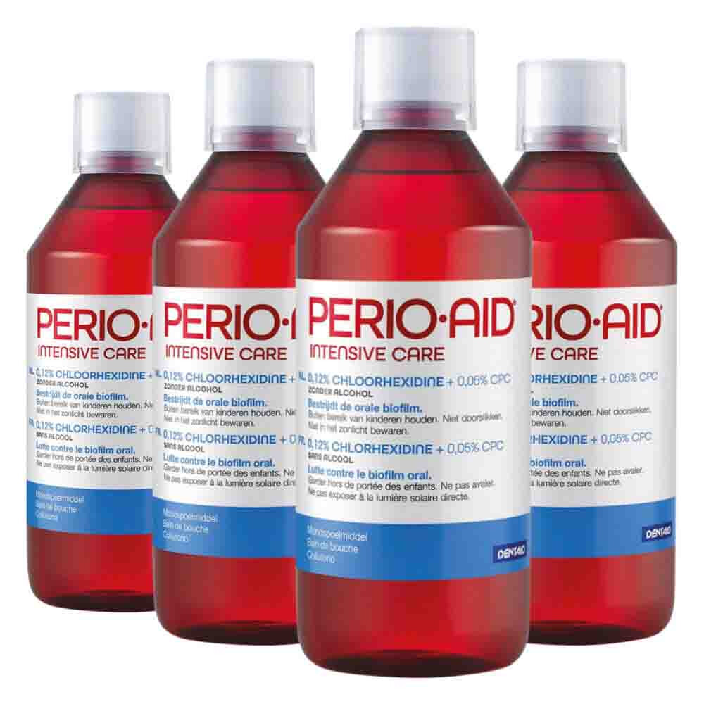 4x PerioAid Mondspoelmiddel Intensive Care 0.12% CHX 500 ml
