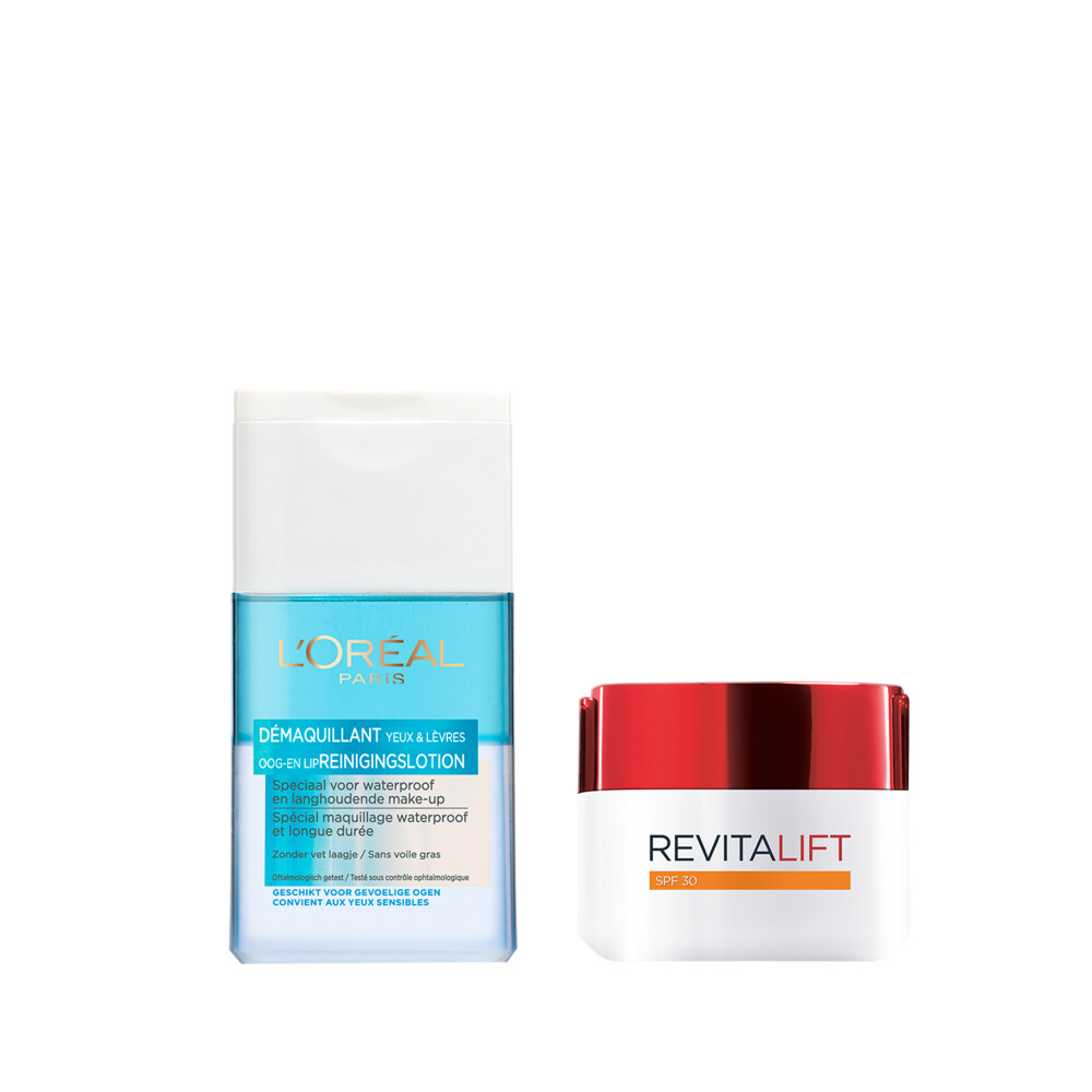 L’Oréal Paris Revitalift SPF30 Dagcrème&Make-Up Remover Pakket