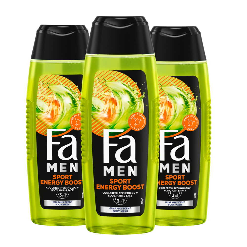 3x Fa Men Douchegel en Shampoo Sport 250 ml