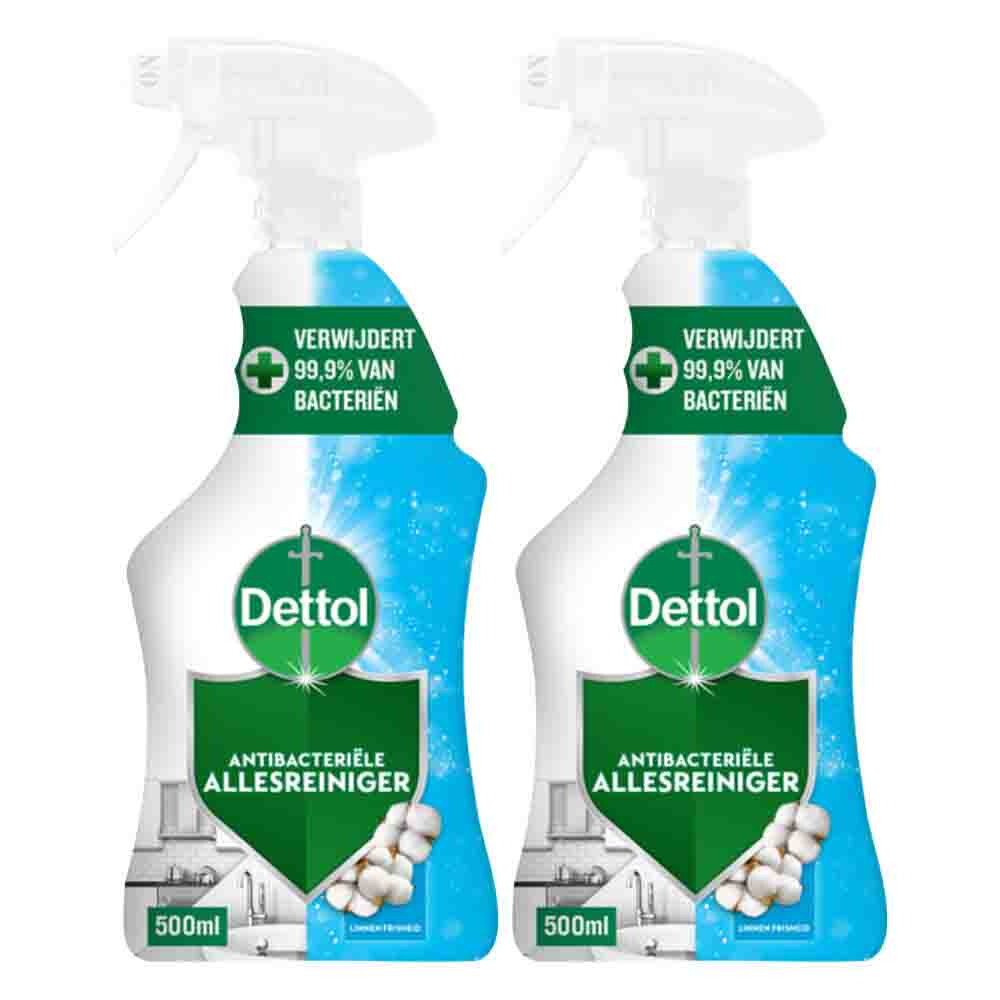 2x Dettol Power & Fresh Spray Katoenfris Allesreiniger 500 ml