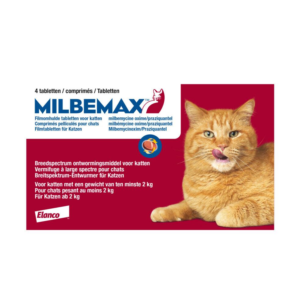 Milbemax Ontwormingsmiddel Kat 4 8 kg 2 x 2 tabletten