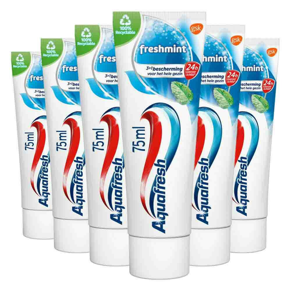 6x Aquafresh Tandpasta Fresh Mint 75 ml