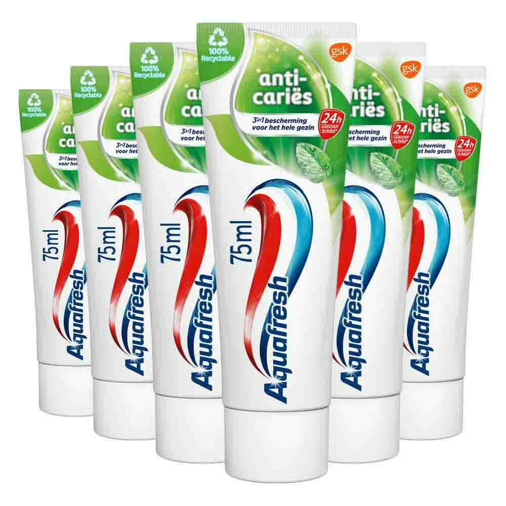 6x Aquafresh Tandpasta Anti-Caries 75 ml