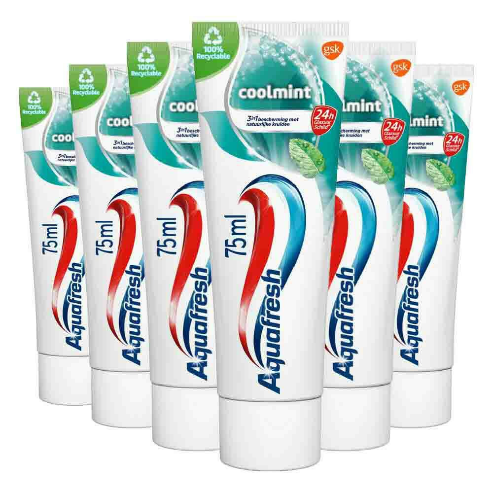 6x Aquafresh Tandpasta Coolmint 75 ml