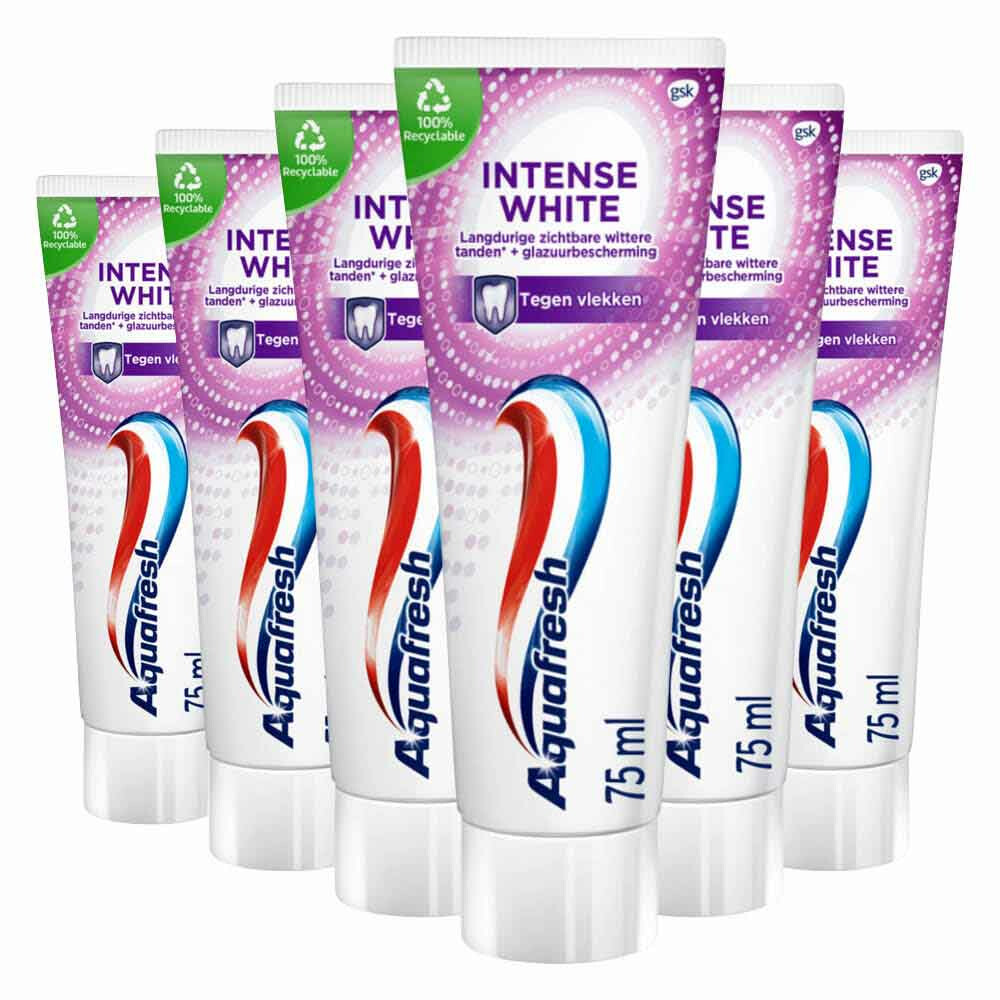 6x Aquafresh Tandpasta Intense White 75 ml