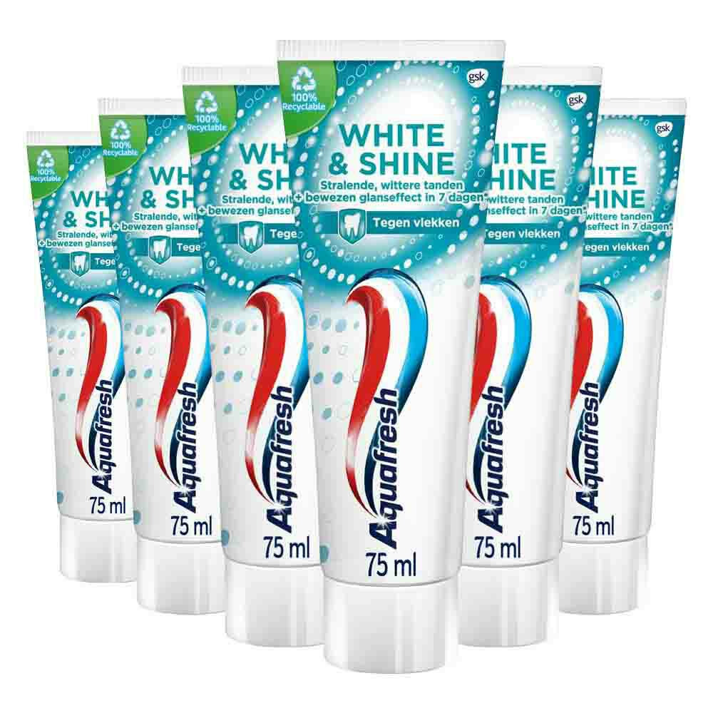 6x Aquafresh Tandpasta White&Shine 75 ml