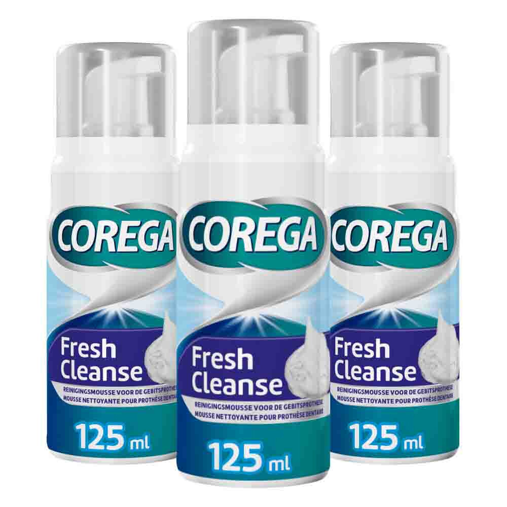 3x Corega Kunstgebitreiniger Fresh Cleanse Mousse 125 ml