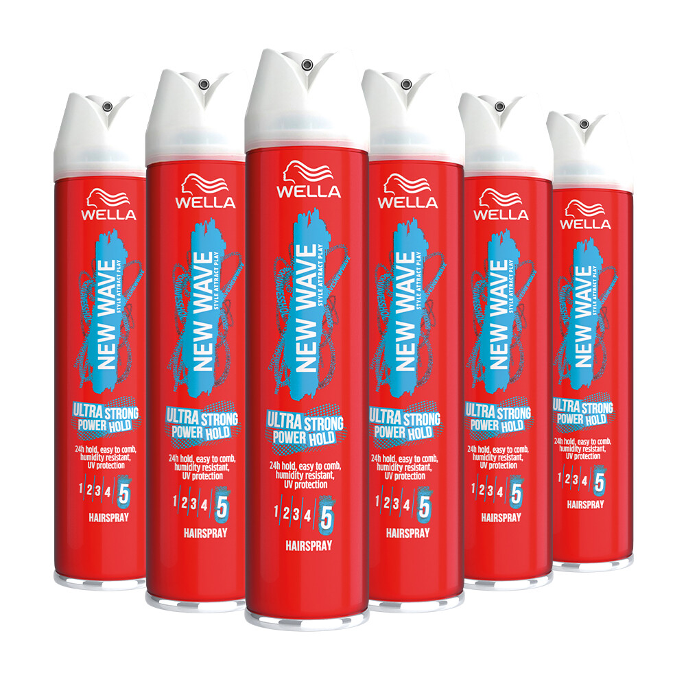 6x Wella New Wave Ultra Strong Power Hold Haarspray 250 Ml