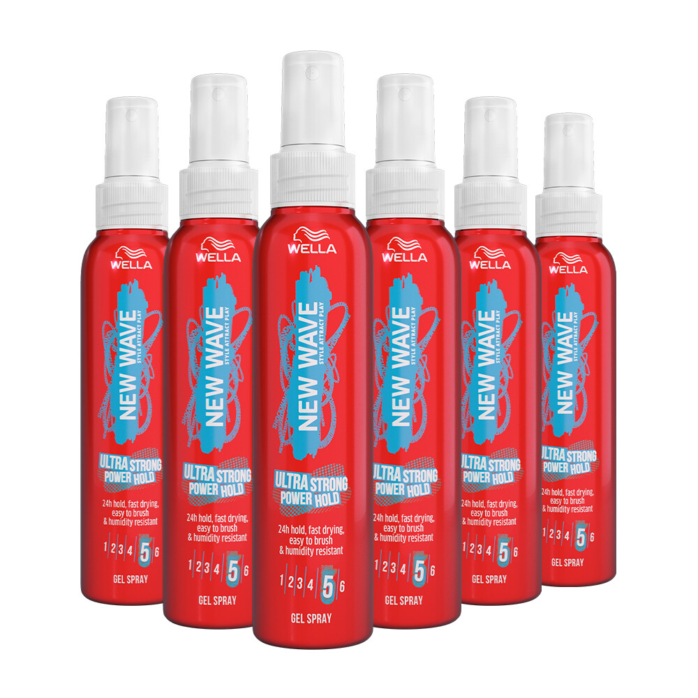 6x Wella New Wave Ultra Strong Power Hold Gel Spray 150 ml