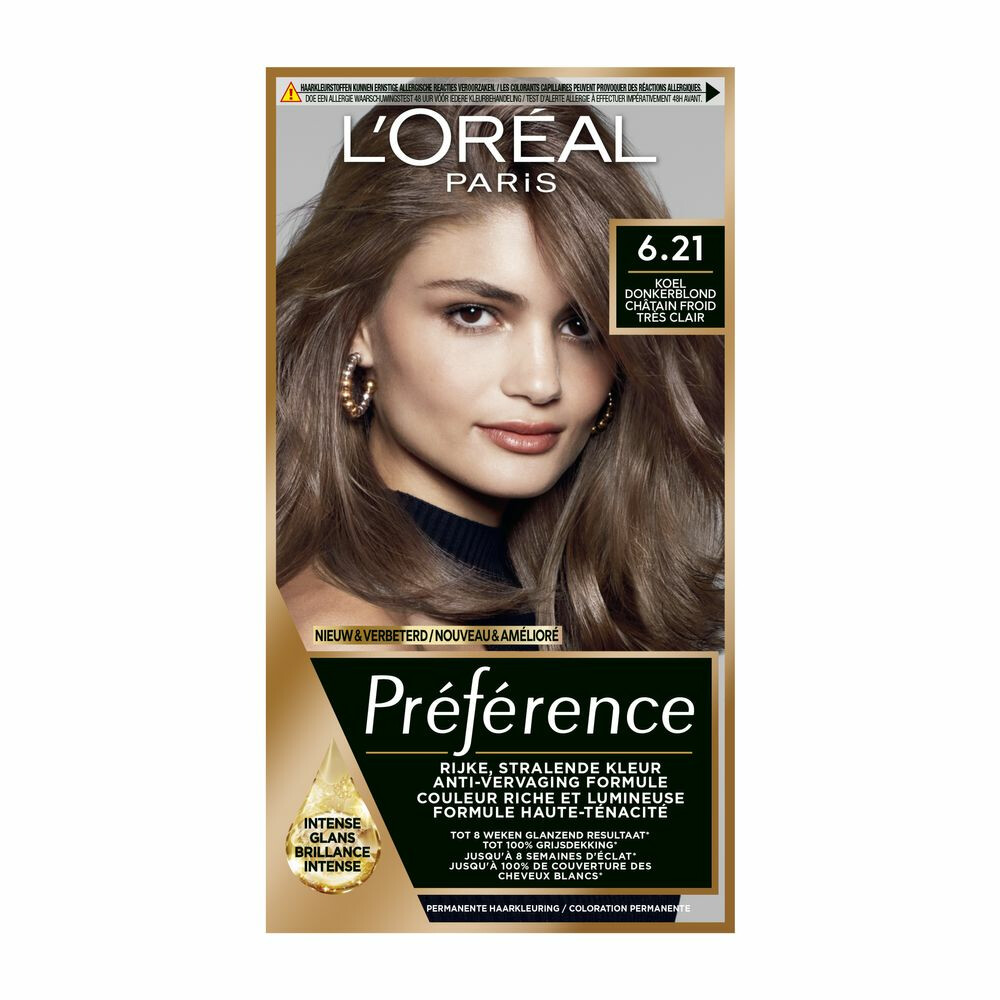 6x L'Oréal Preference haarkleuring 6.21 Zurich - Zeer licht koel bruin met grote korting