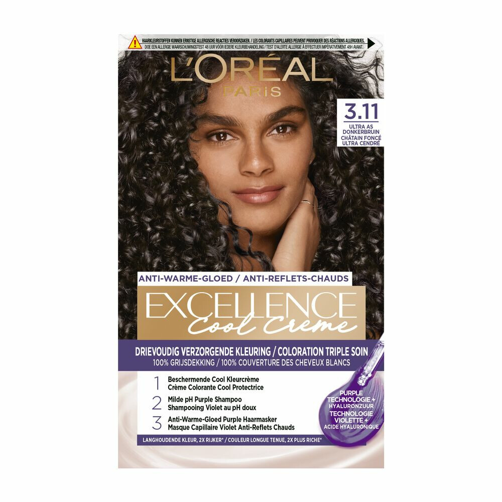6x L'Oréal Excellence Cool Cream 3.11 - Ultra Ash Donkerbruin met grote korting