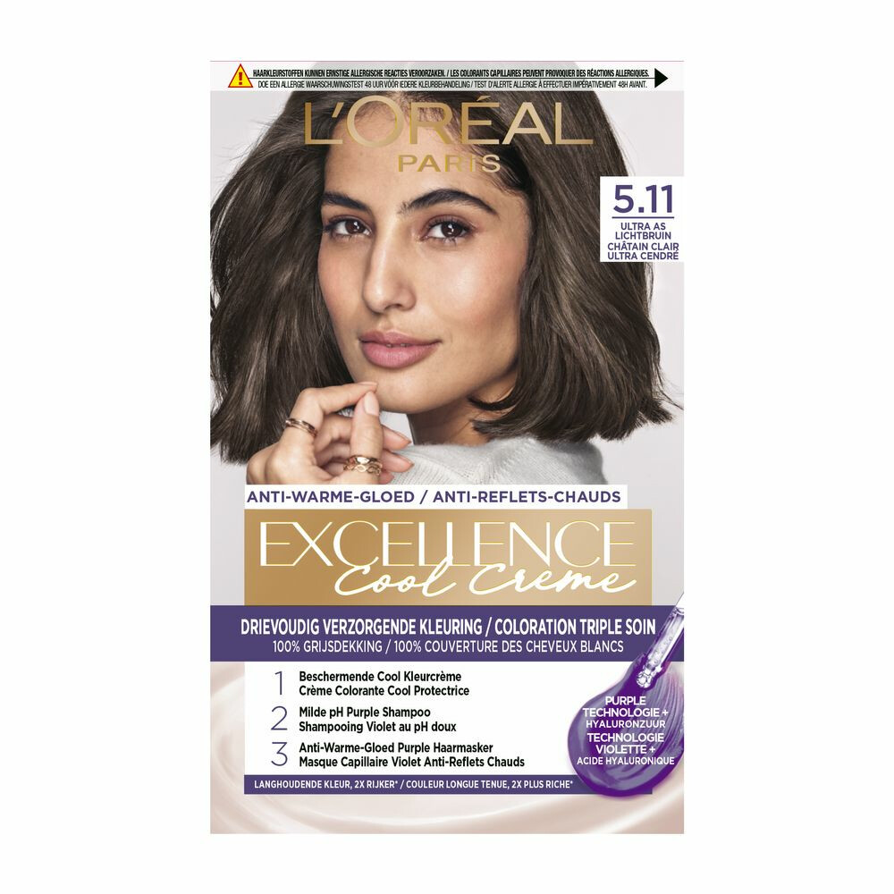 6x L'Oréal Excellence Cool Cream 5.11 - Ultra Ash Lichtbruin met grote korting