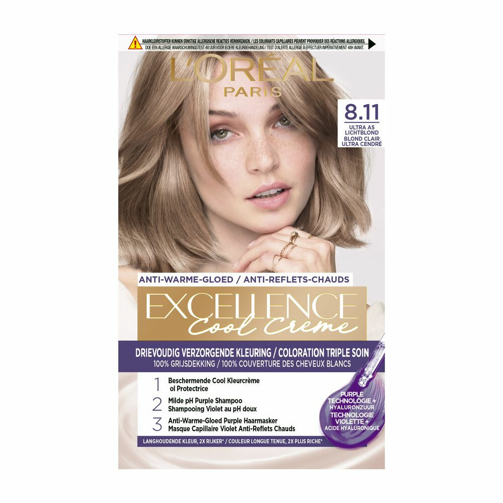 L'Oréal Excellence Cool Crème Permanente Crèmekleuring 8.11 - Ultra As  Lichtblond | Plein.Nl