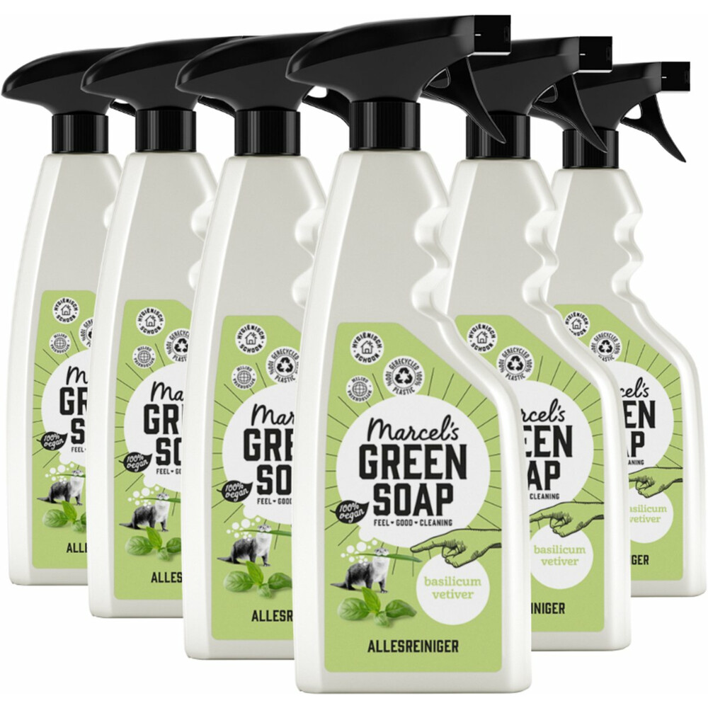 6x Marcel's Green Soap Allesreiniger Spray Basilicum&Vetiver Gras 500 ml