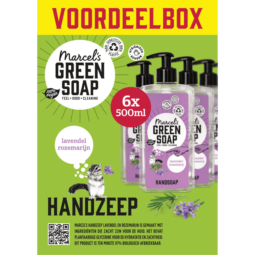 6x Marcel's Green Soap Handzeep Lavendel&Rozemarijn 500 ml