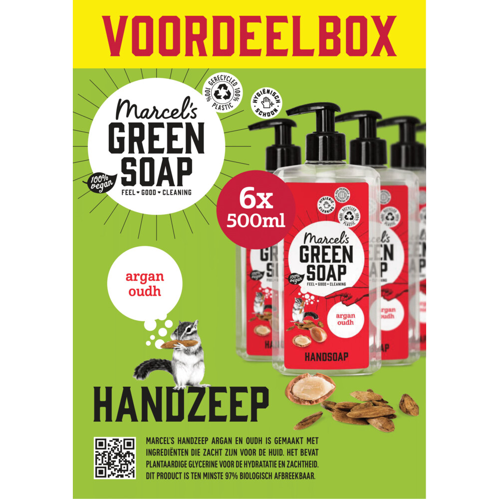 6x Marcel's Green Soap Handzeep Argan&Oudh 500 ml