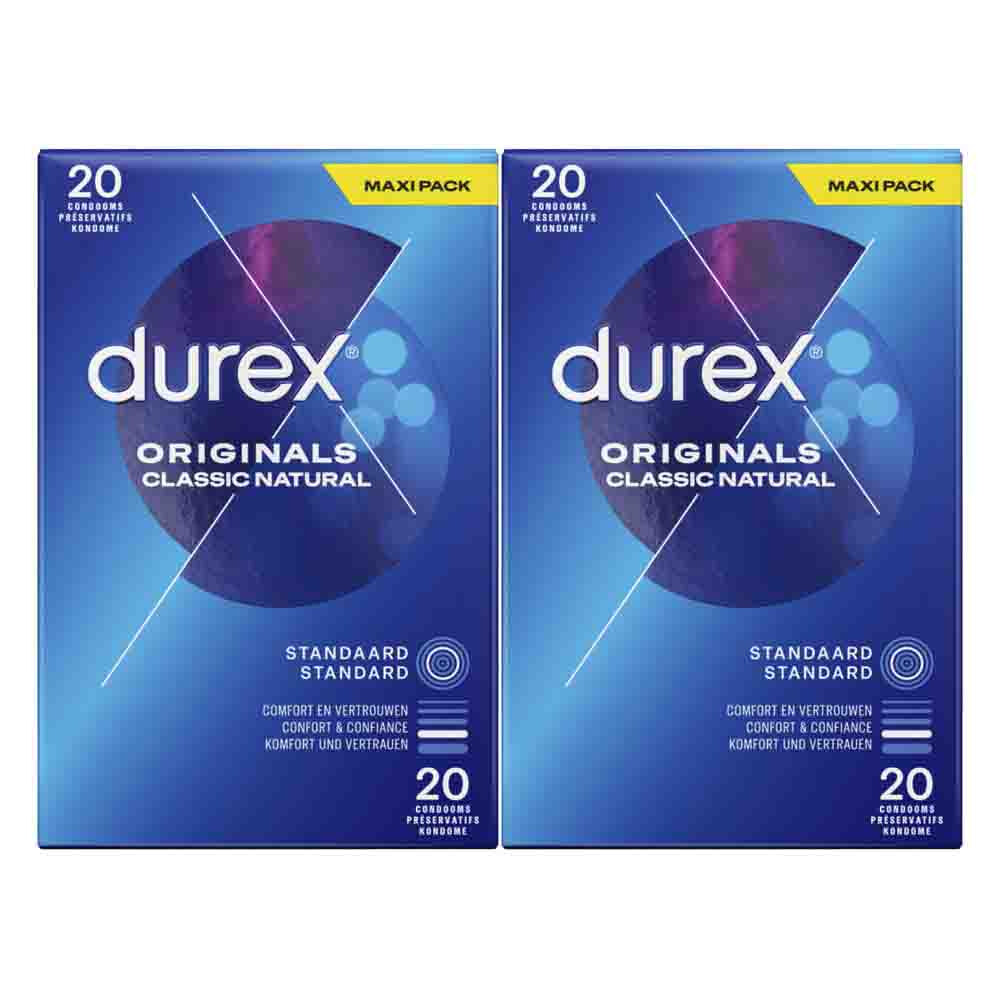 2x Durex Condooms Originals Classic Natural 20 stuks