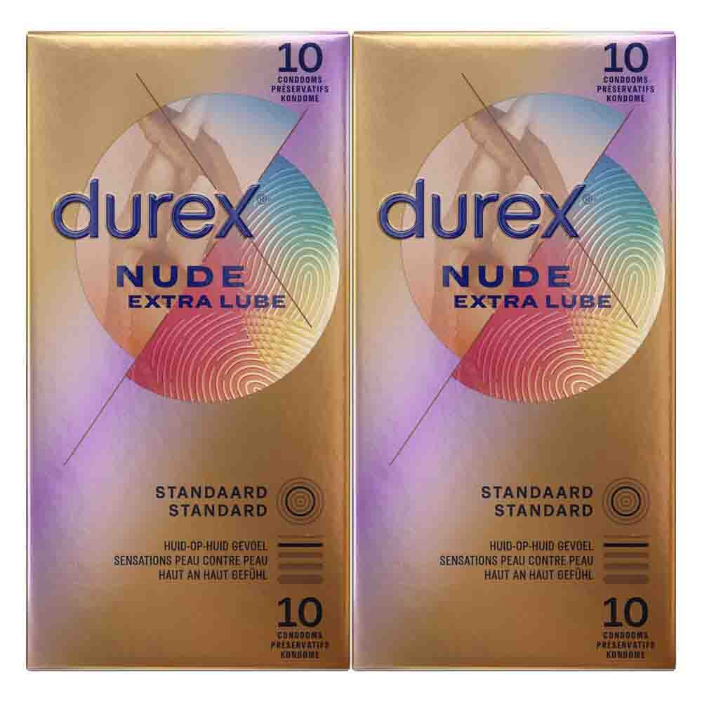 2x Durex Condooms Nude Latex Vrij 10 stuks