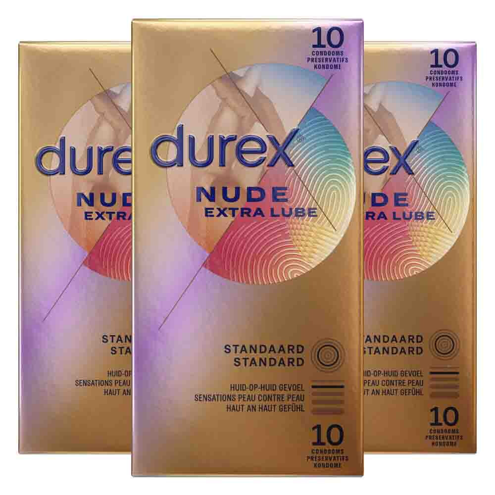 3x Durex Condooms Nude Latex Vrij 10 stuks