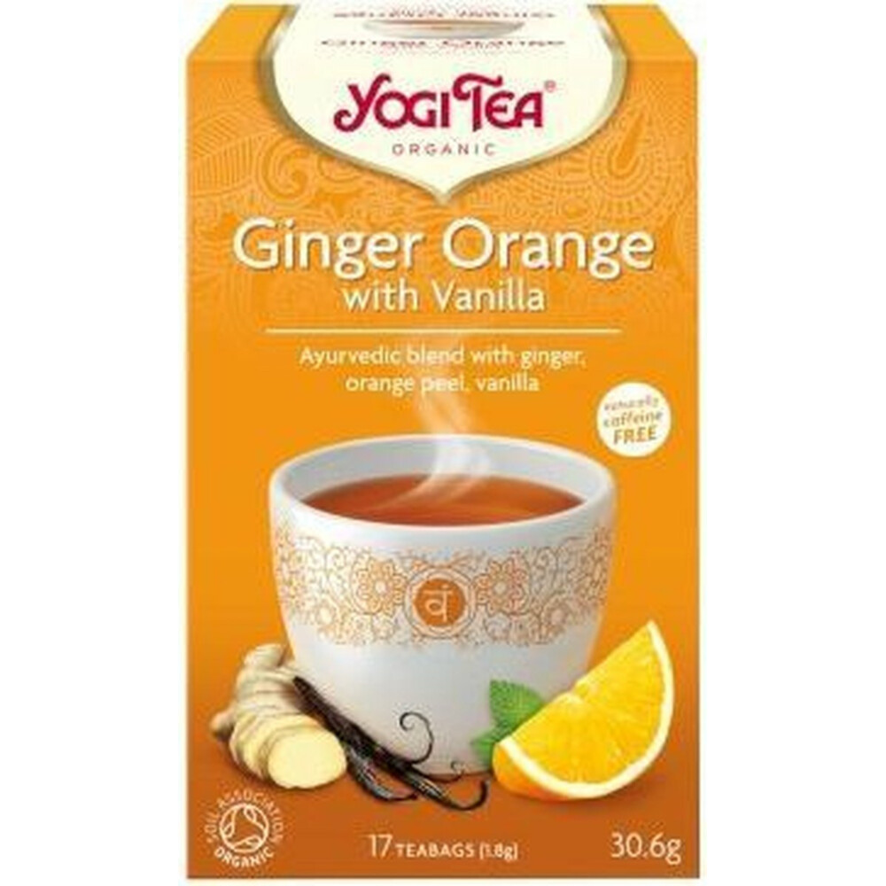 Yogi tea Ginger, Orange, Vanilla Biologisch 17 stuks met grote korting