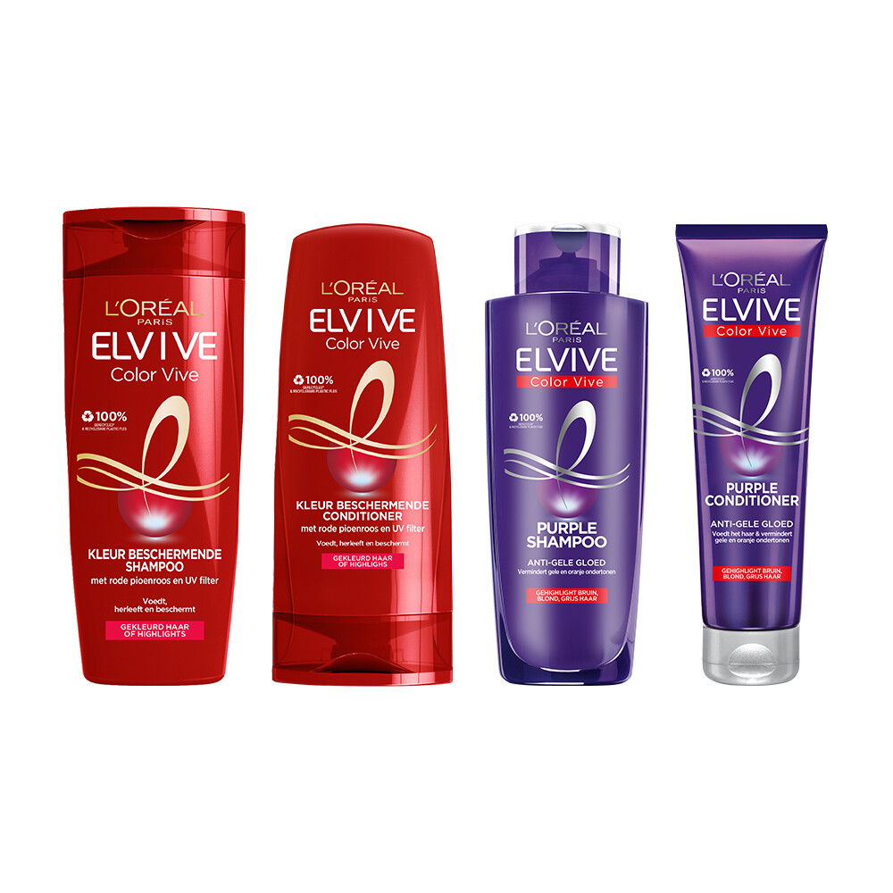 L'Oréal Elvive Color Vive Shampoo, conditioner, purple shampoo&purple conditioner Pakket
