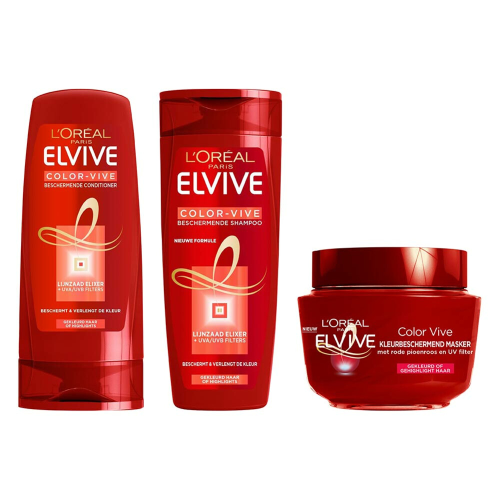 Fantastisch pijpleiding Koninklijke familie L'Oréal Elvive Color Vive Shampoo, Conditioner en Haarmasker Pakket |  Plein.nl