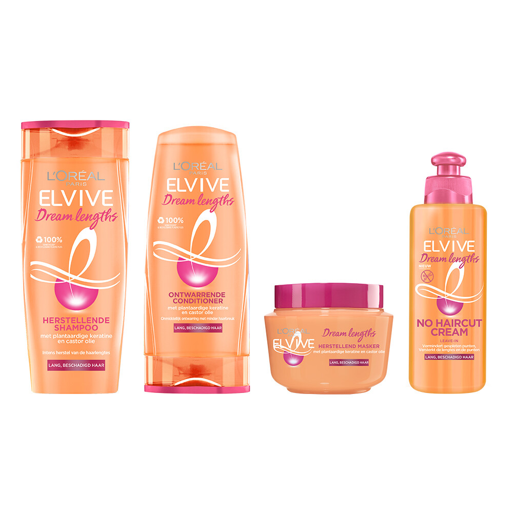 L'Oréal Elvive Dream Lengths Shampoo, conditioner, Haarmasker&no haircut cream Pakket