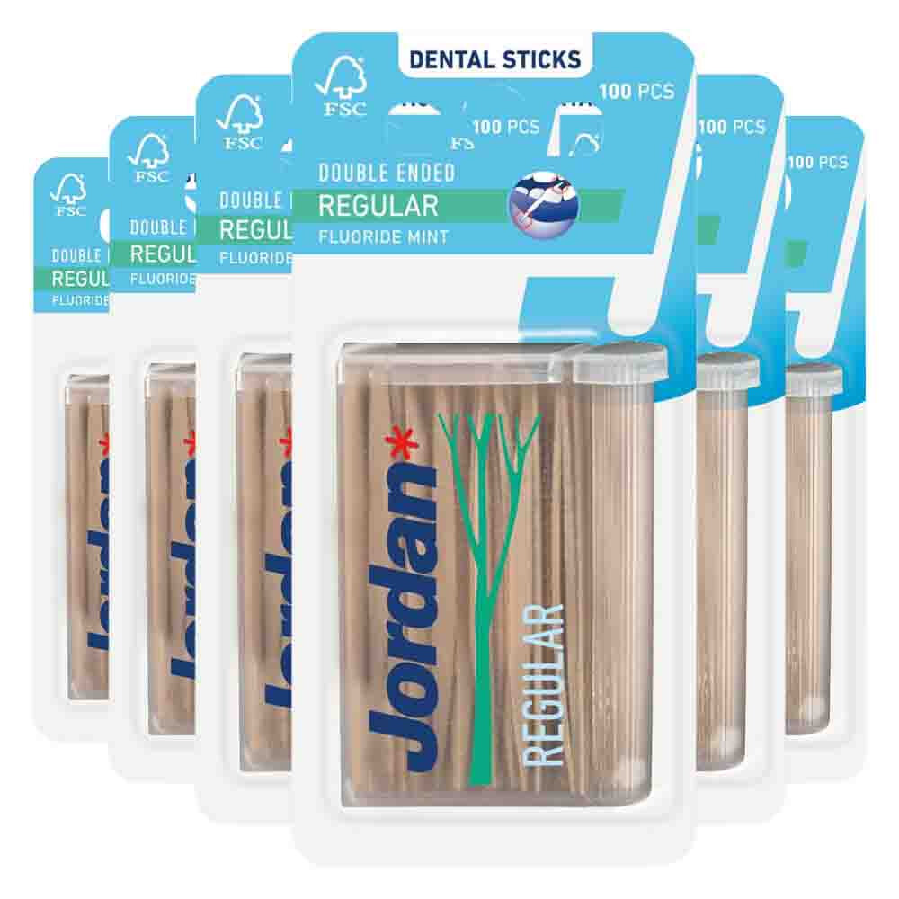 6x Jordan Tandenstokers Double Ended Regular 100 stuks