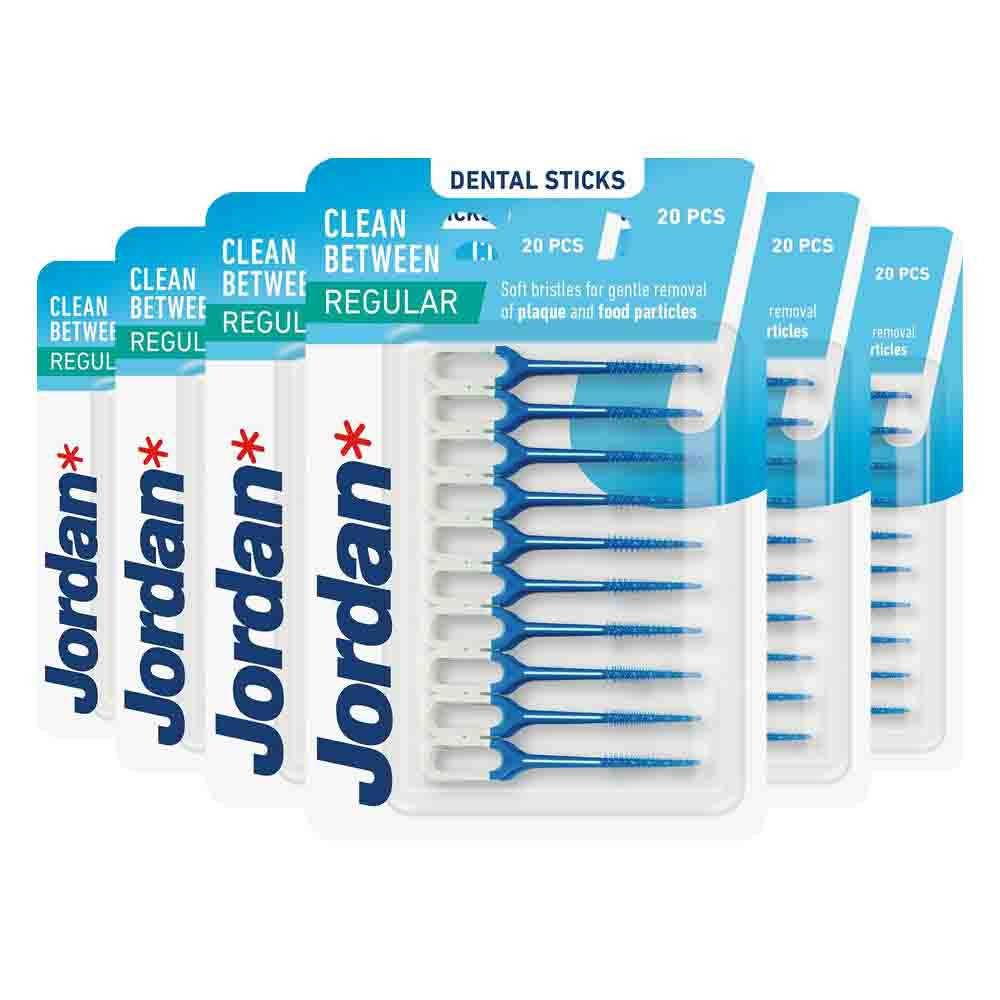 6x Jordan Dental Sticks Clean Between Regular 40 stuks