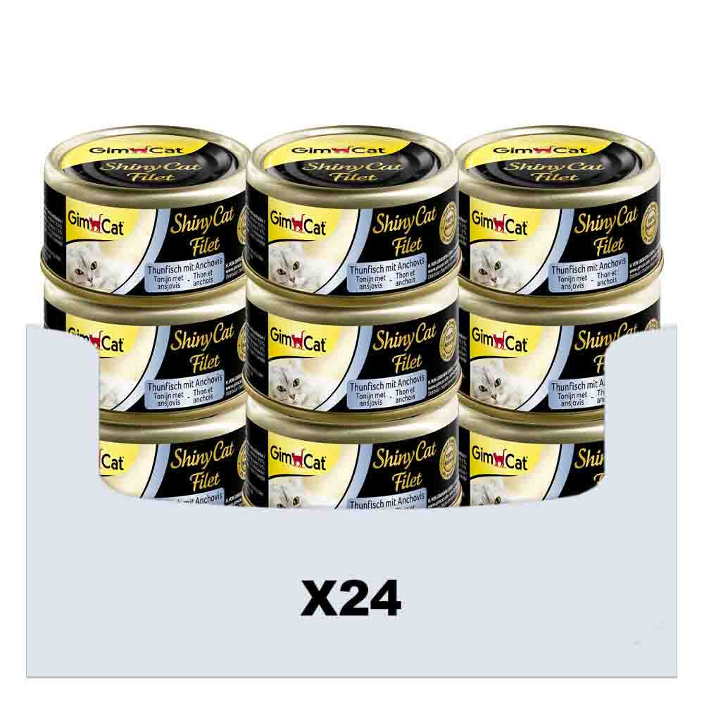 24x GimCat ShinyCat Filet Tonijn & Ansjovis 70 gr