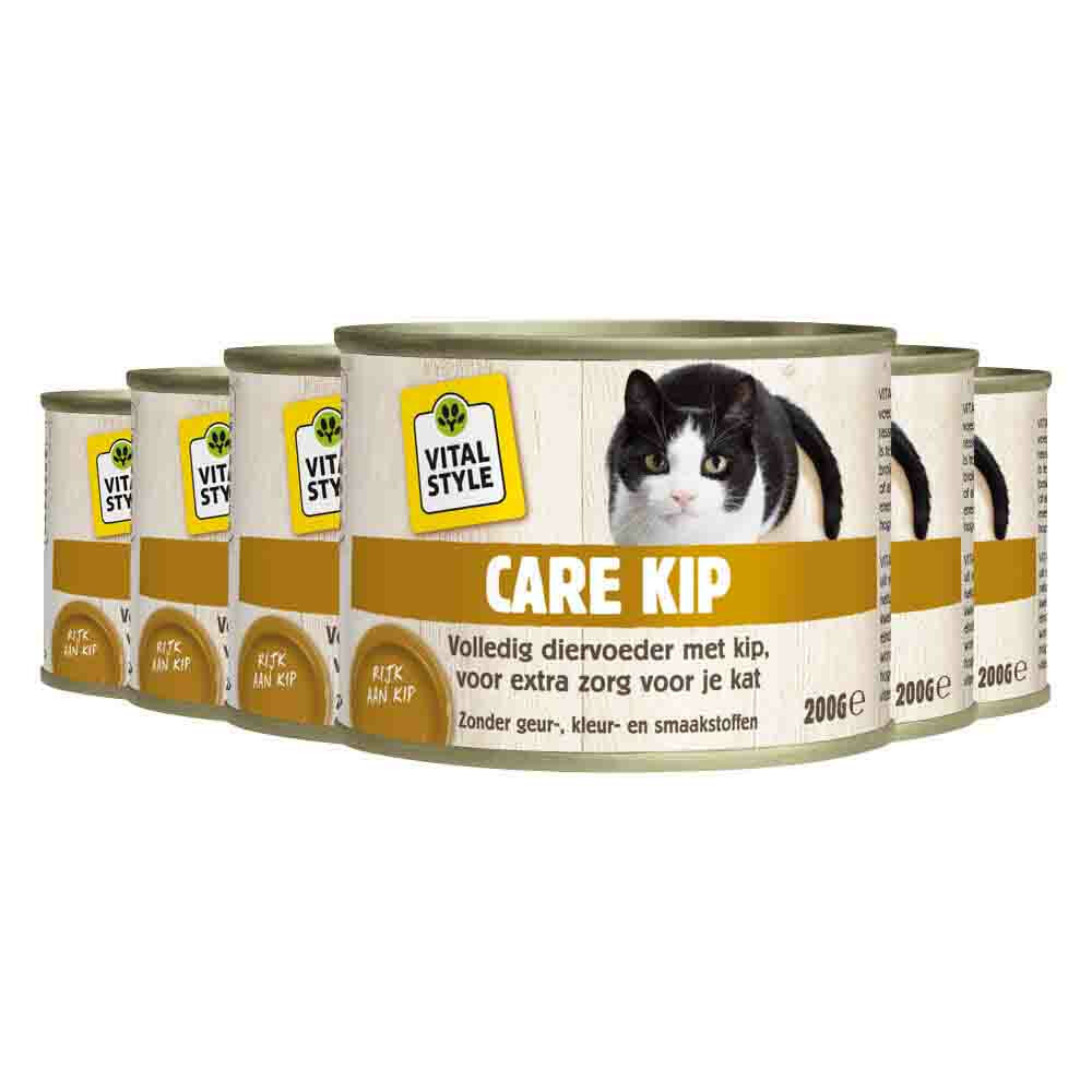 6x Vitalstyle Kattenvoer Nat Blik Care Kip 200 gr