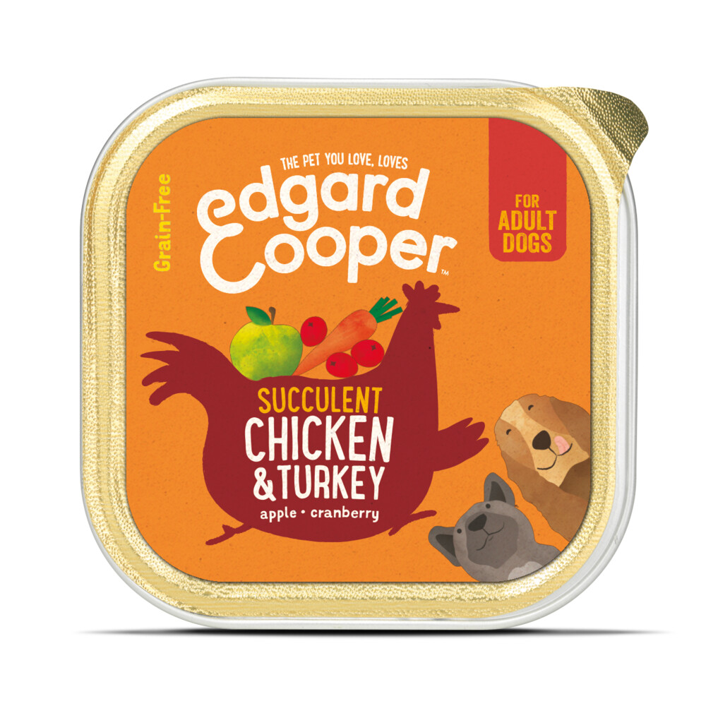 18x Edgard&Cooper Kuipje Vers Vlees Hondenvoer Kip - Kalkoen 300 gr