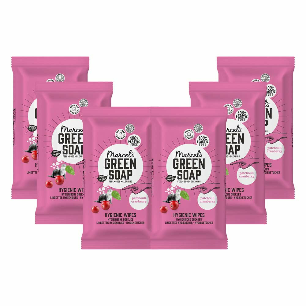 6x Marcel's Green Soap Schoonmaakdoekjes Patchouli&Cranberry 60 stuks