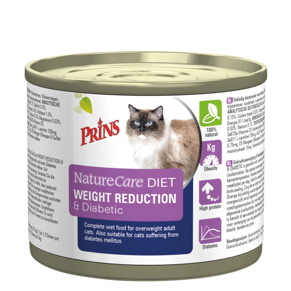 Prins NatureCare Diet Cat Weight Reduction & Diabetic Natvoer 200 gram