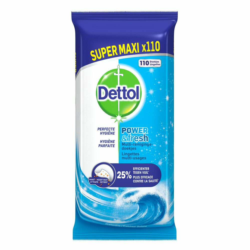 Dettol Reinigingsdoekjes Power&Fresh Ocean 110 stuks