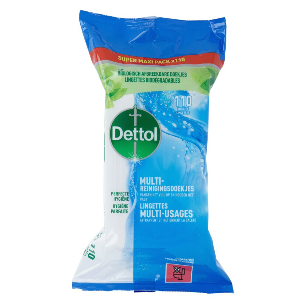 3x Dettol Reinigingsdoekjes Power&Fresh Ocean 110 stuks