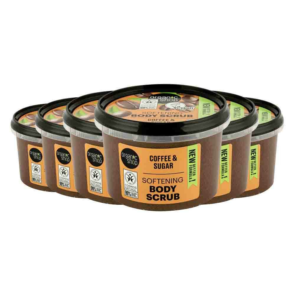 6x Organic Shop Body Scrub Brazilian Coffee 250 ml