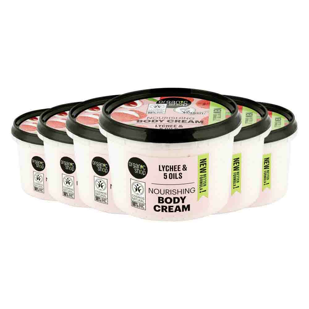 6x Organic Shop Nourishing Bodycrème Lychee 250 ml