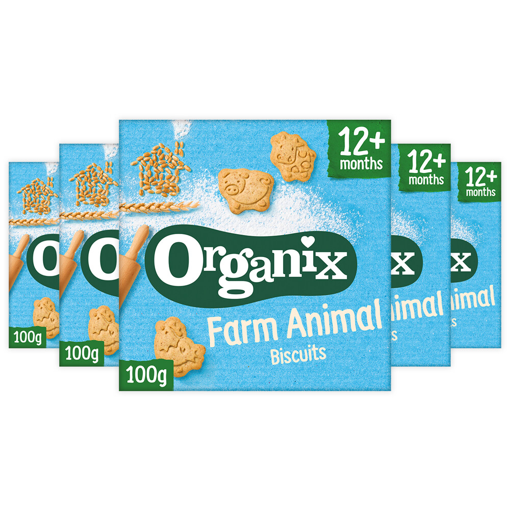 5x Organix Peuter Koekjes 12+m Boerderijdieren 100 gr