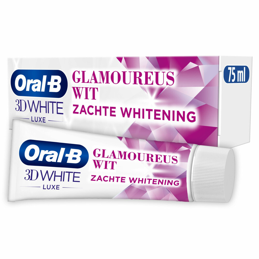 aanplakbiljet Trappenhuis Nominaal Oral-B Tandpasta 3D White Luxe Glamourous 75 ml | Plein.nl