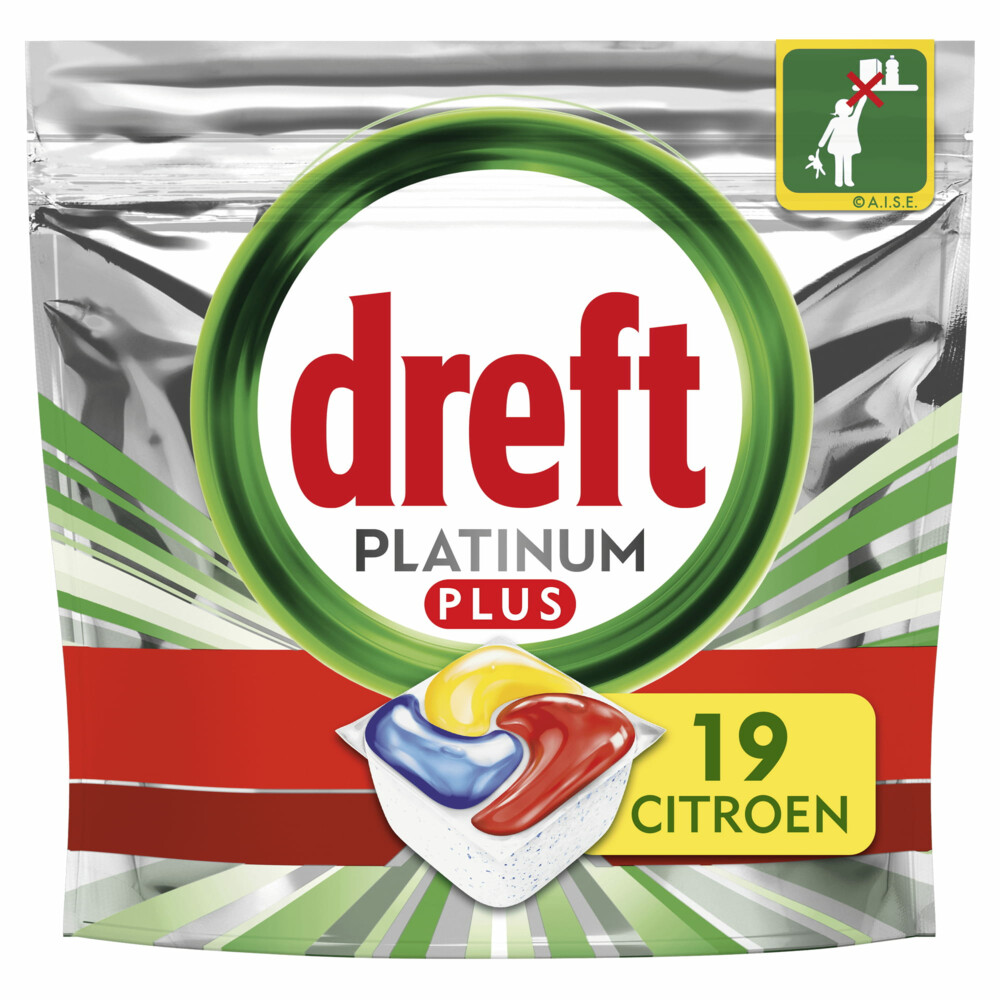 5x Dreft Platinum Plus All In One Vaatwastabletten Lemon 19 stuks