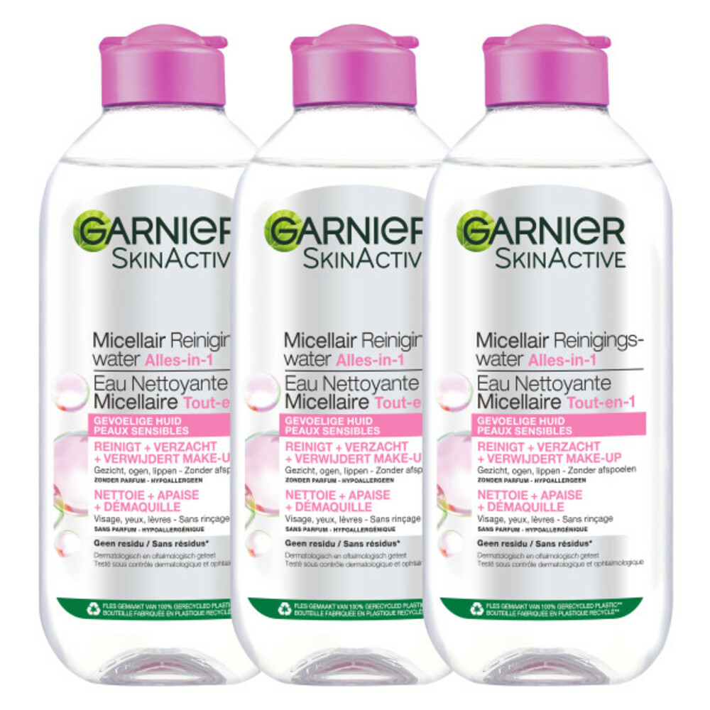 3x Garnier Micellair Reinigingswater voor Gevoelige Huid 400 ml