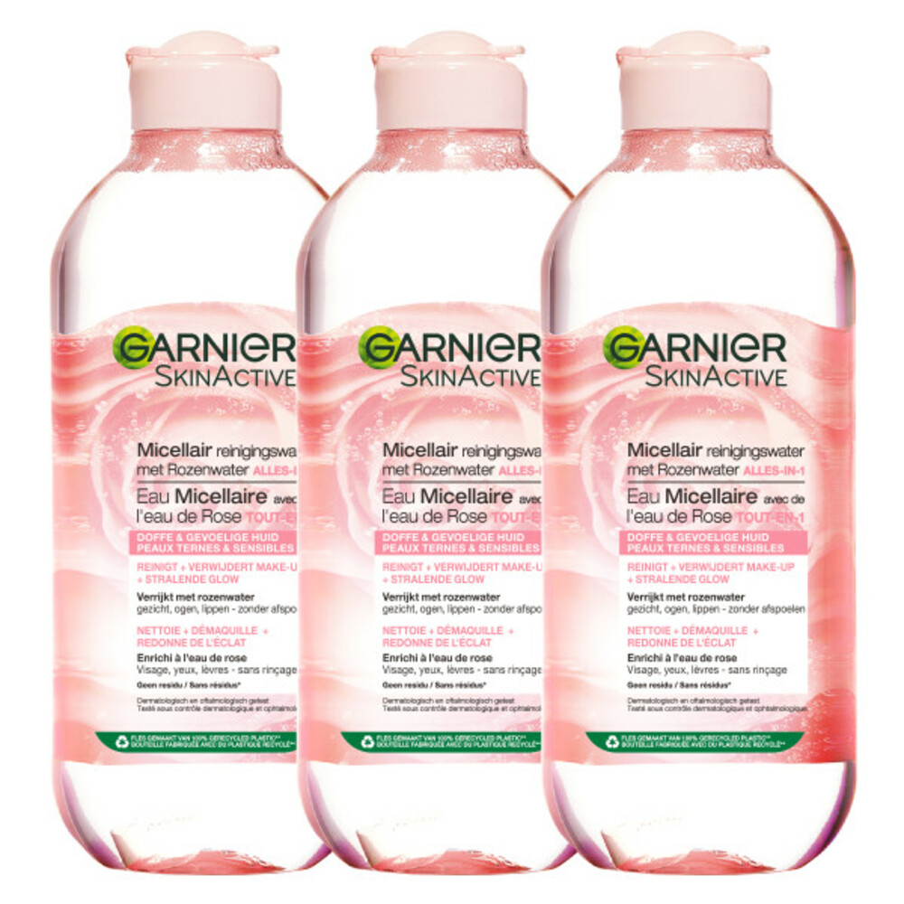 3x Garnier Micellair Water Rozenwater 400 ml