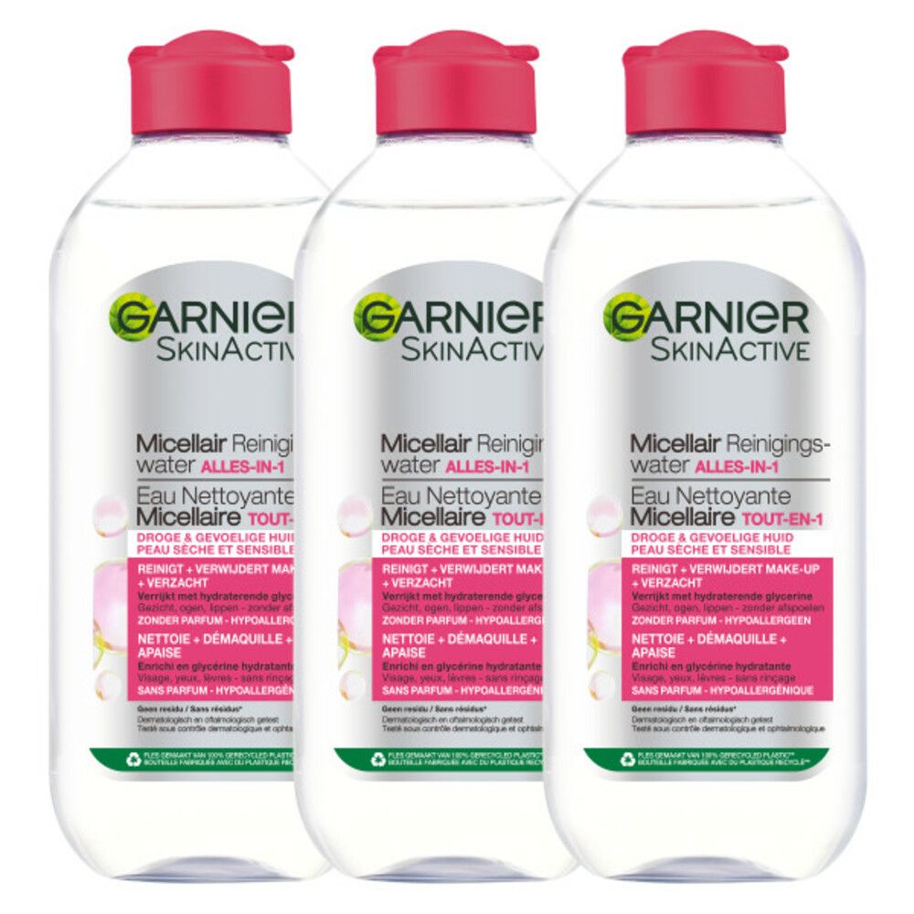 3x Garnier Micellair Reinigingswater voor Droge Huid 400 ml