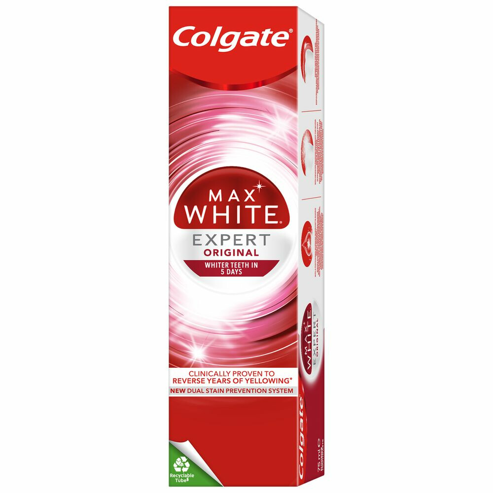 6x Colgate Max White Tandpasta Expert White 75 ml