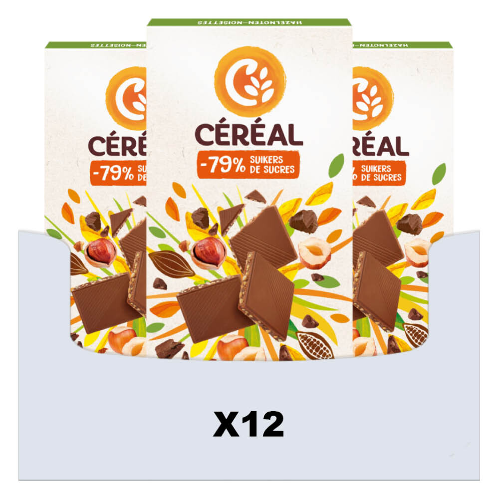 12x Céréal Chocolade Tablet Hazelnoot 80 gr