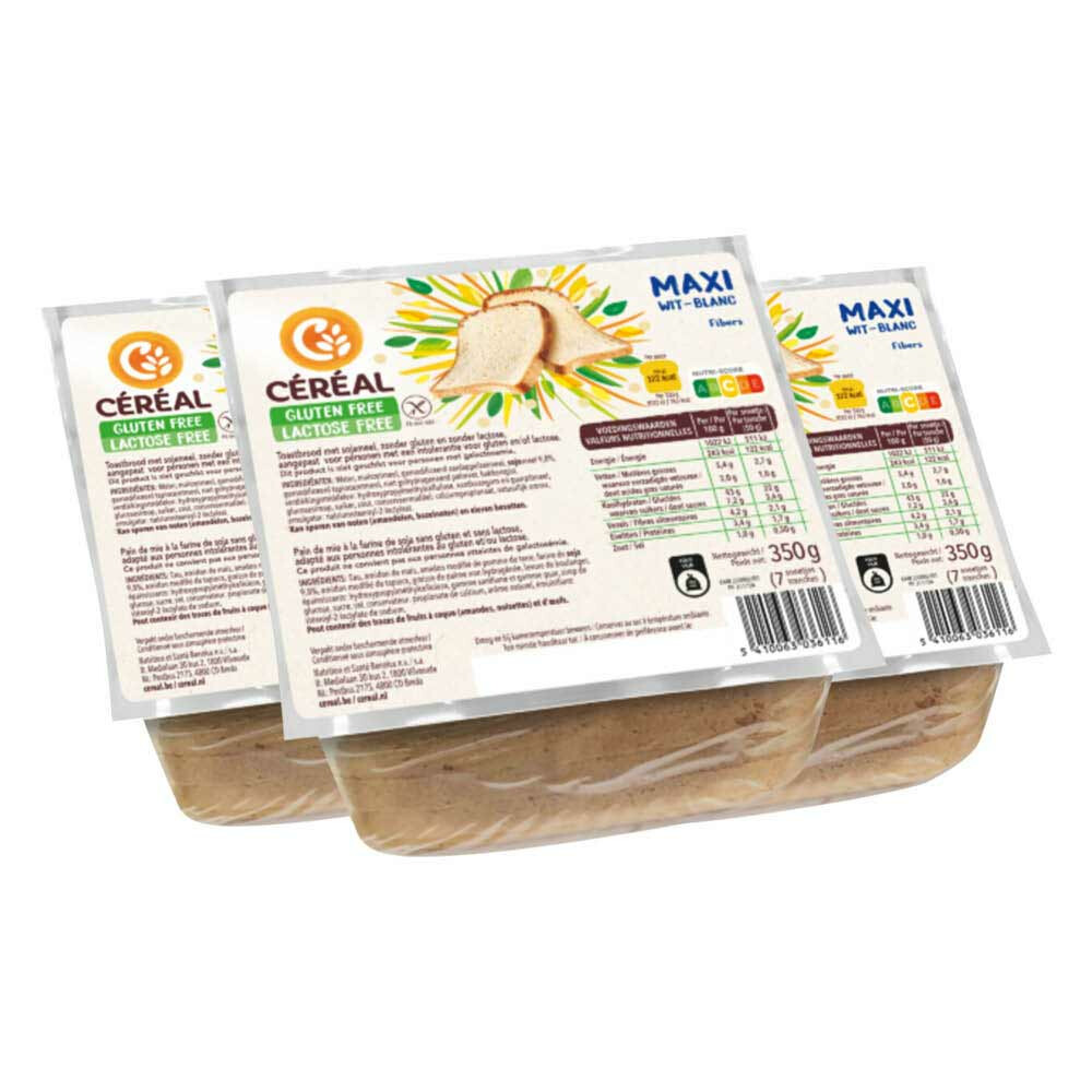 3x Céréal Maxi Brood Wit Glutenvrij En Lactosevrij 350 gr